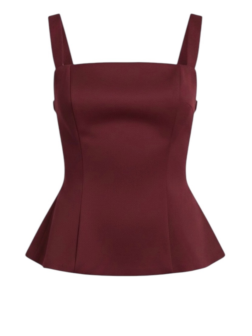 Nwt Reformation Tavian Twill Square Neck Cami Open Back Peplum Top, Size 2